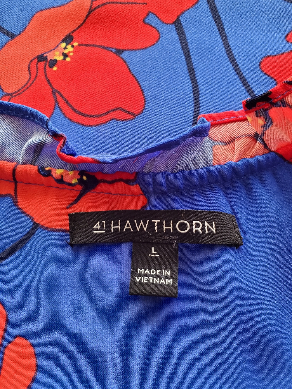 41 Hawthorn Blue Dress with Red Floral Print - Picture 2 of 9